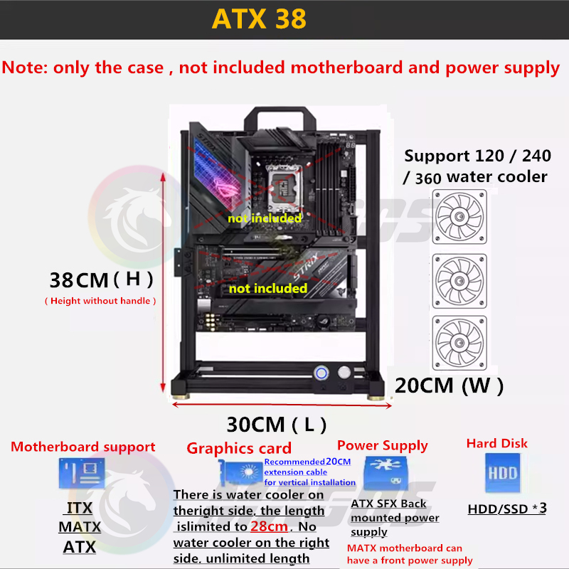 MOD ATX Open PC Case Frame For - Pc Gaming Center ulasan dan harga