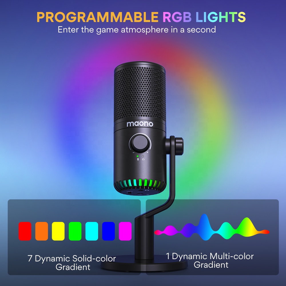 MAONO PC Programmable RGB Gami - Gaming Microphone ulasan dan harga