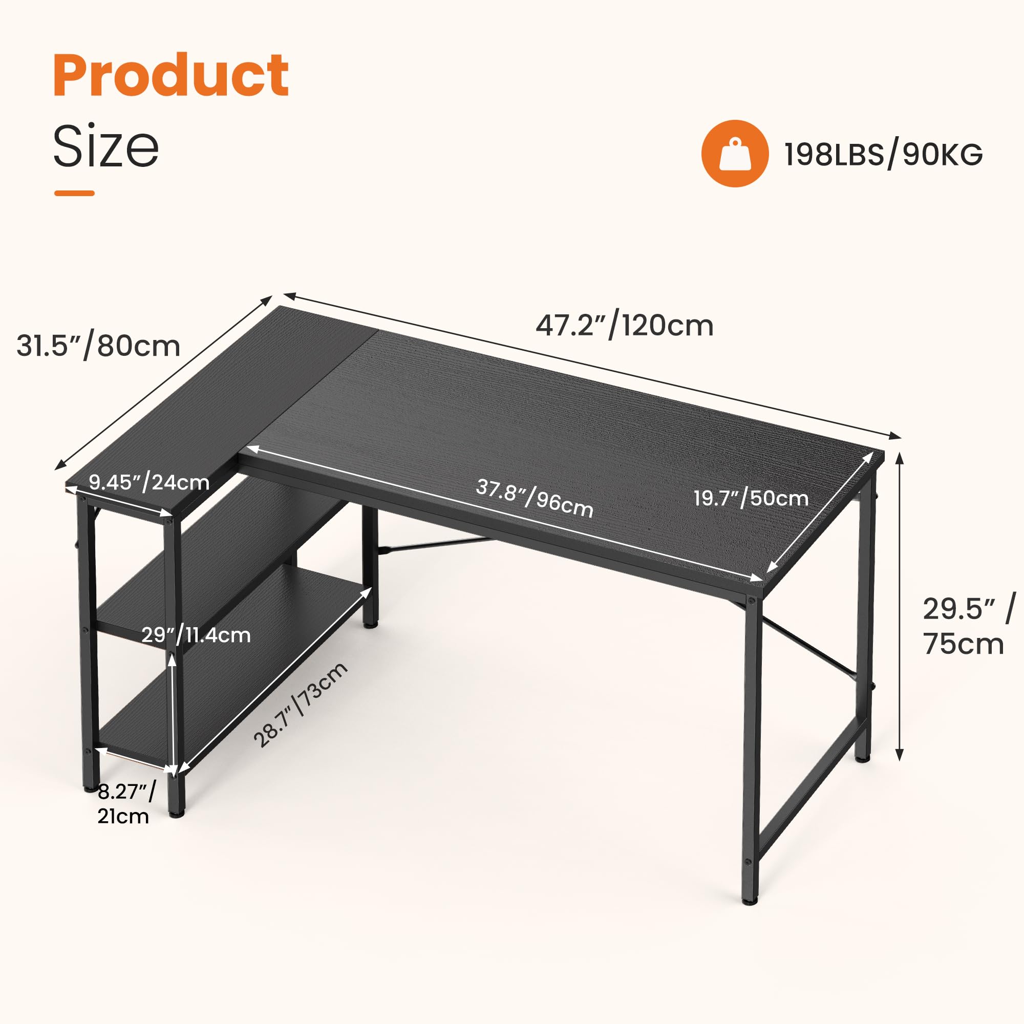 JHK L Shaped Desk 47 Inch Comp - Pc Gaming Center ulasan dan harga