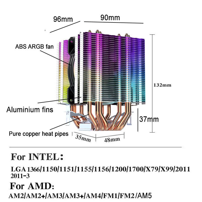 90MM ARGB CPU Cooler Fan RGB L - Pc Gaming Center ulasan dan harga