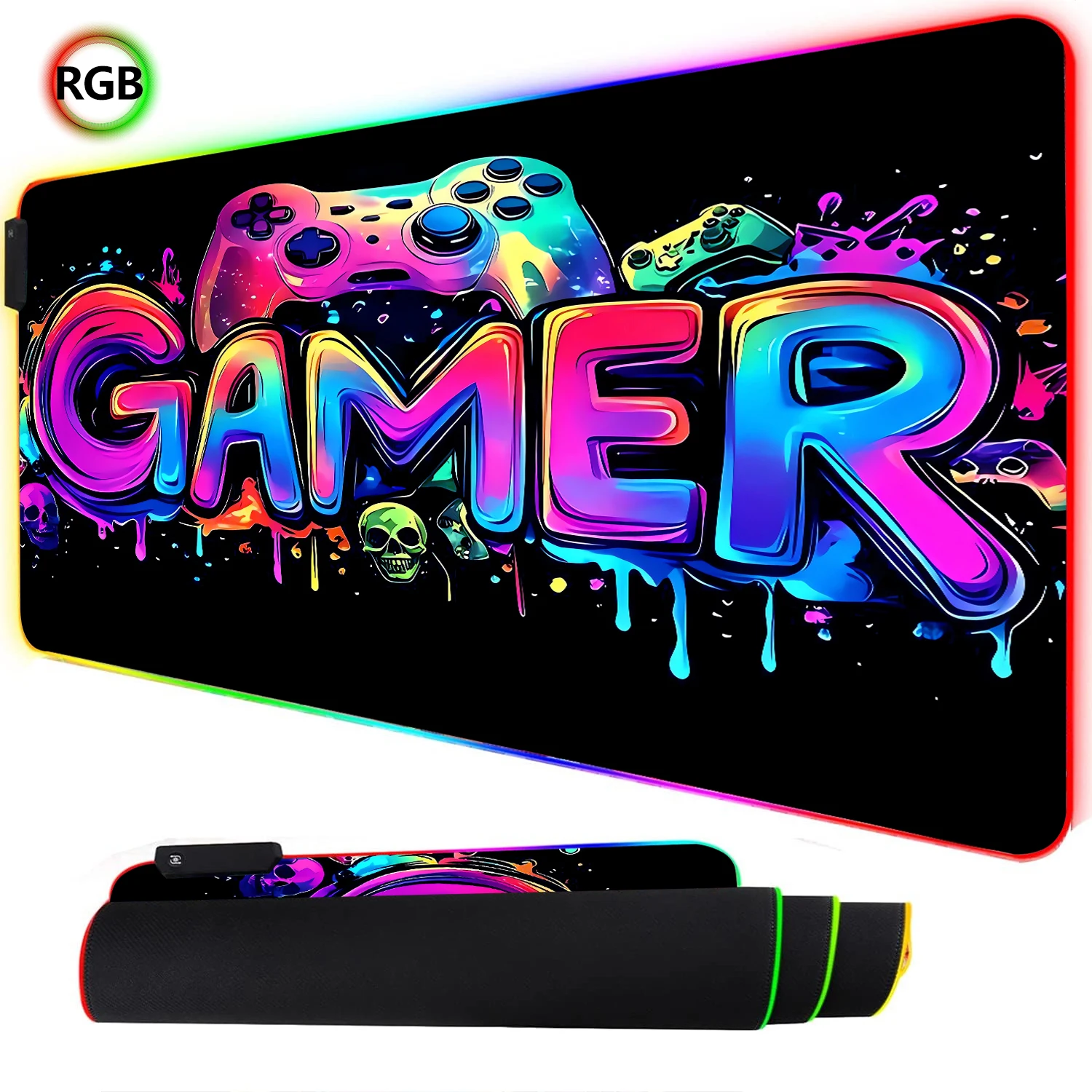 RGB Neon Gaming Controller Art - Rgb Mousepad ulasan dan harga