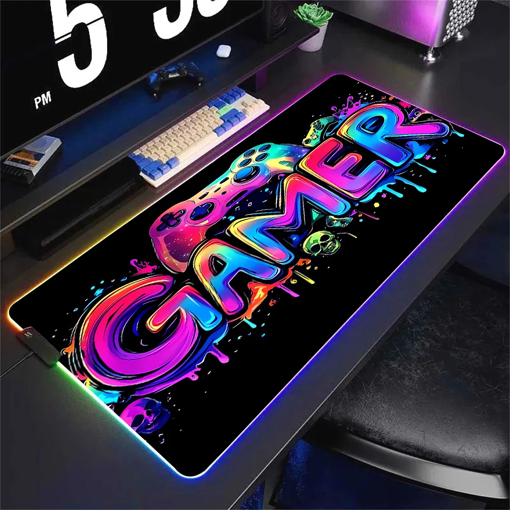 RGB Neon Gaming Controller Art - Rgb Mousepad ulasan dan harga