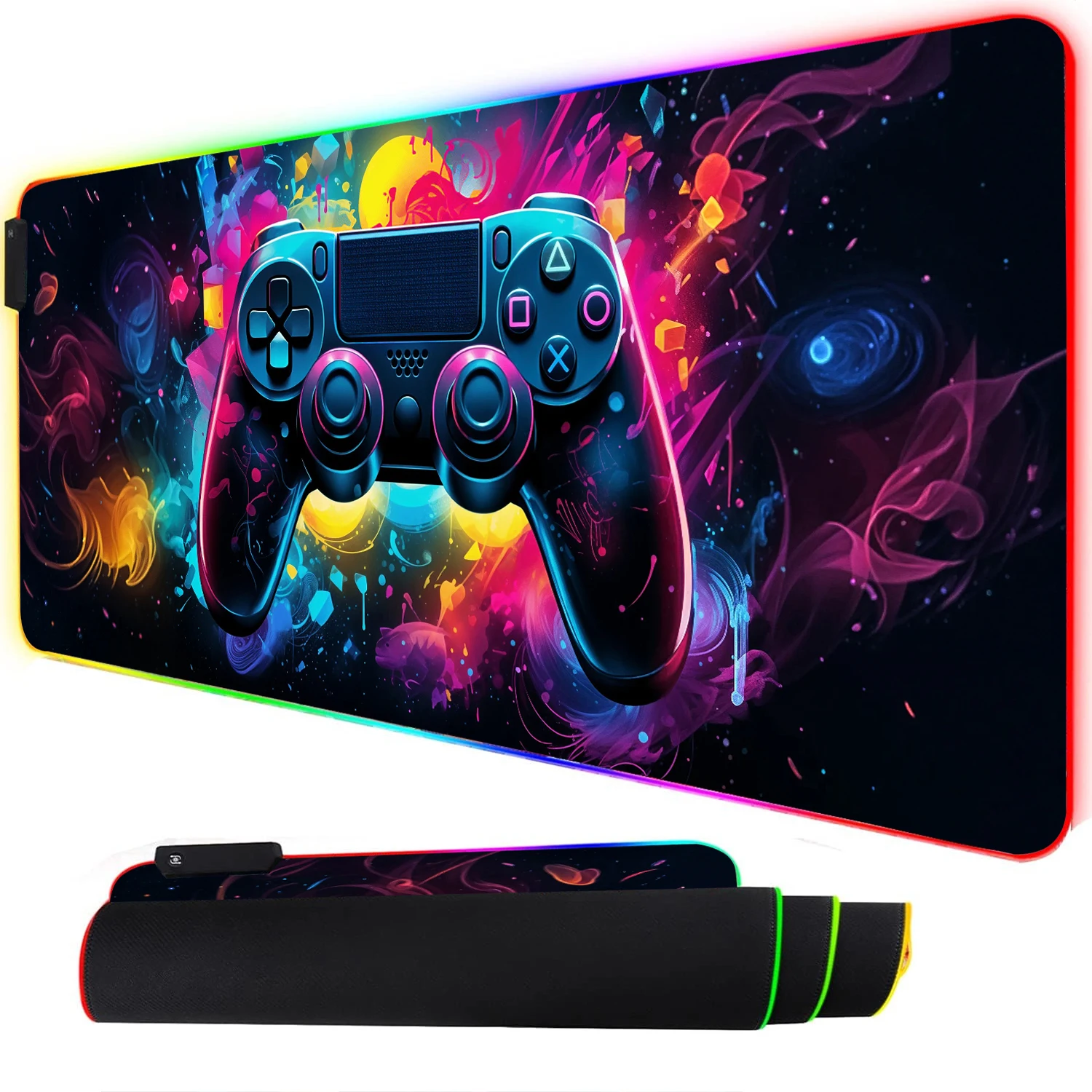 RGB Neon Gaming Controller Art - Rgb Mousepad ulasan dan harga