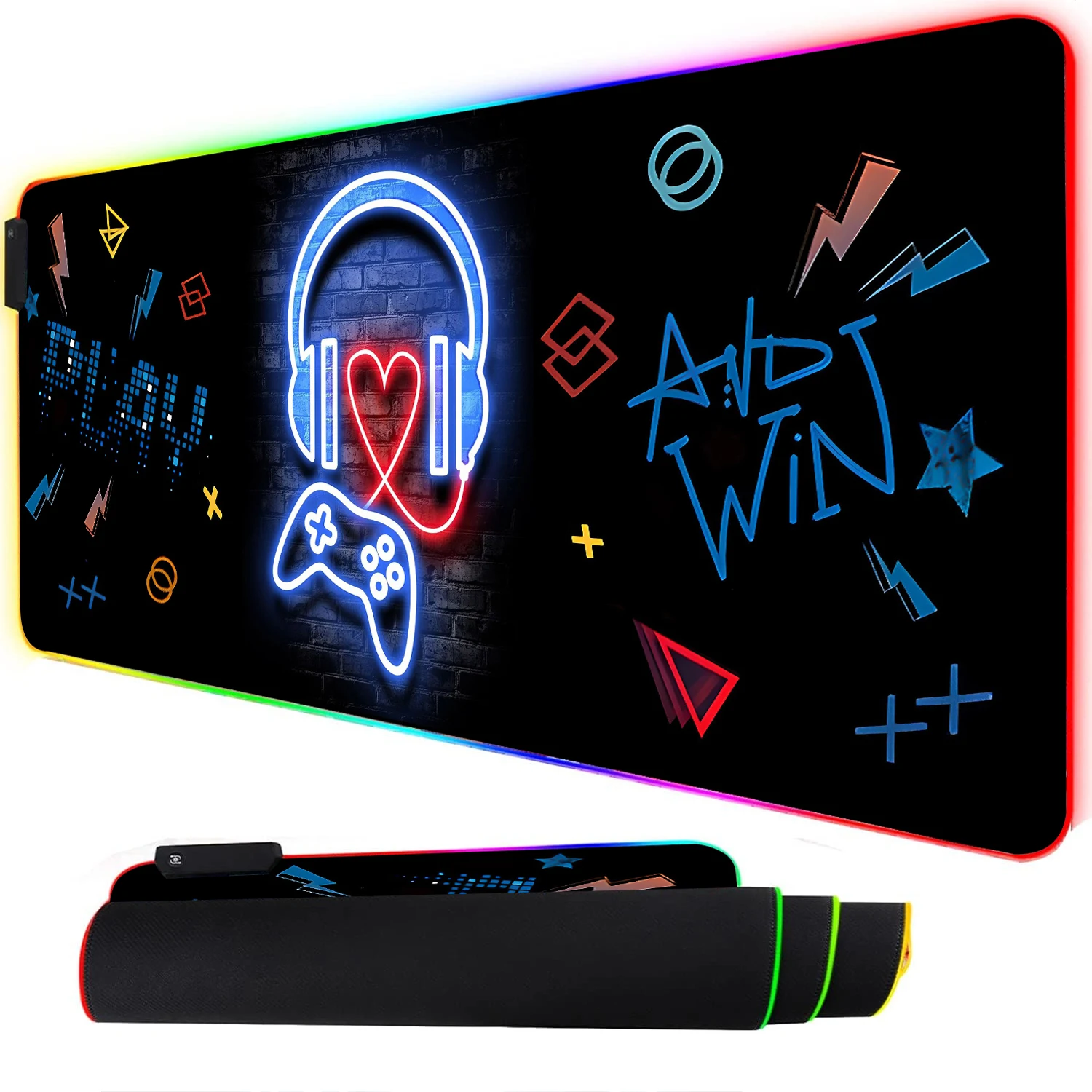 RGB Neon Gaming Controller Art - Rgb Mousepad ulasan dan harga
