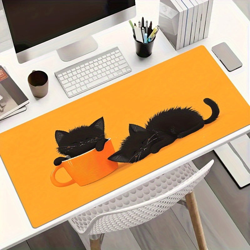 Two Sleepy Black Cat Gaming Mo - Pc Gaming Orange ulasan dan harga