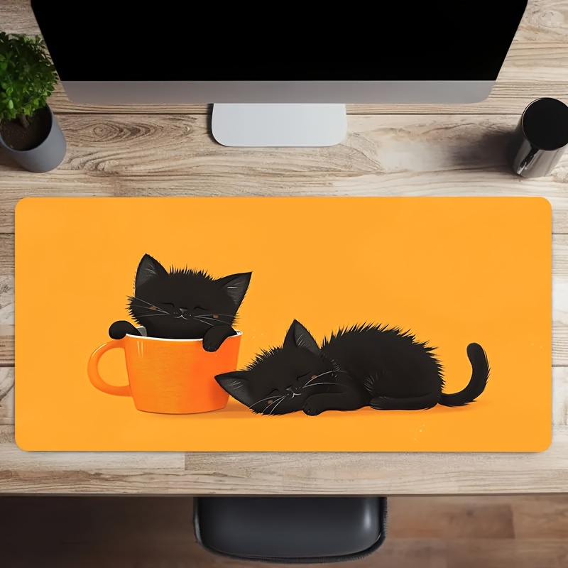 Two Sleepy Black Cat Gaming Mo - Pc Gaming Orange ulasan dan harga