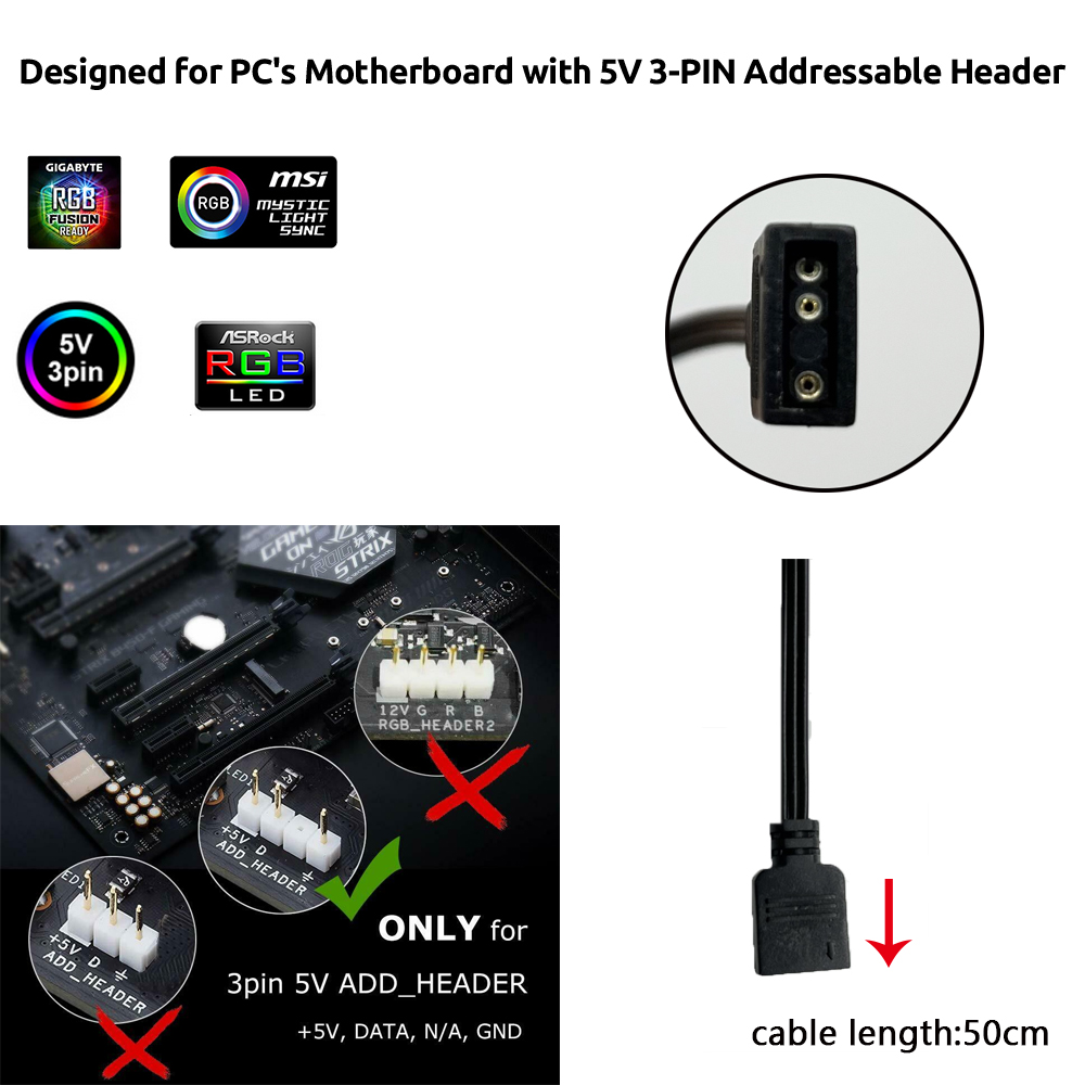 5V ARGB 3Pin Header for Asus A - Pc Gaming Case ulasan dan harga
