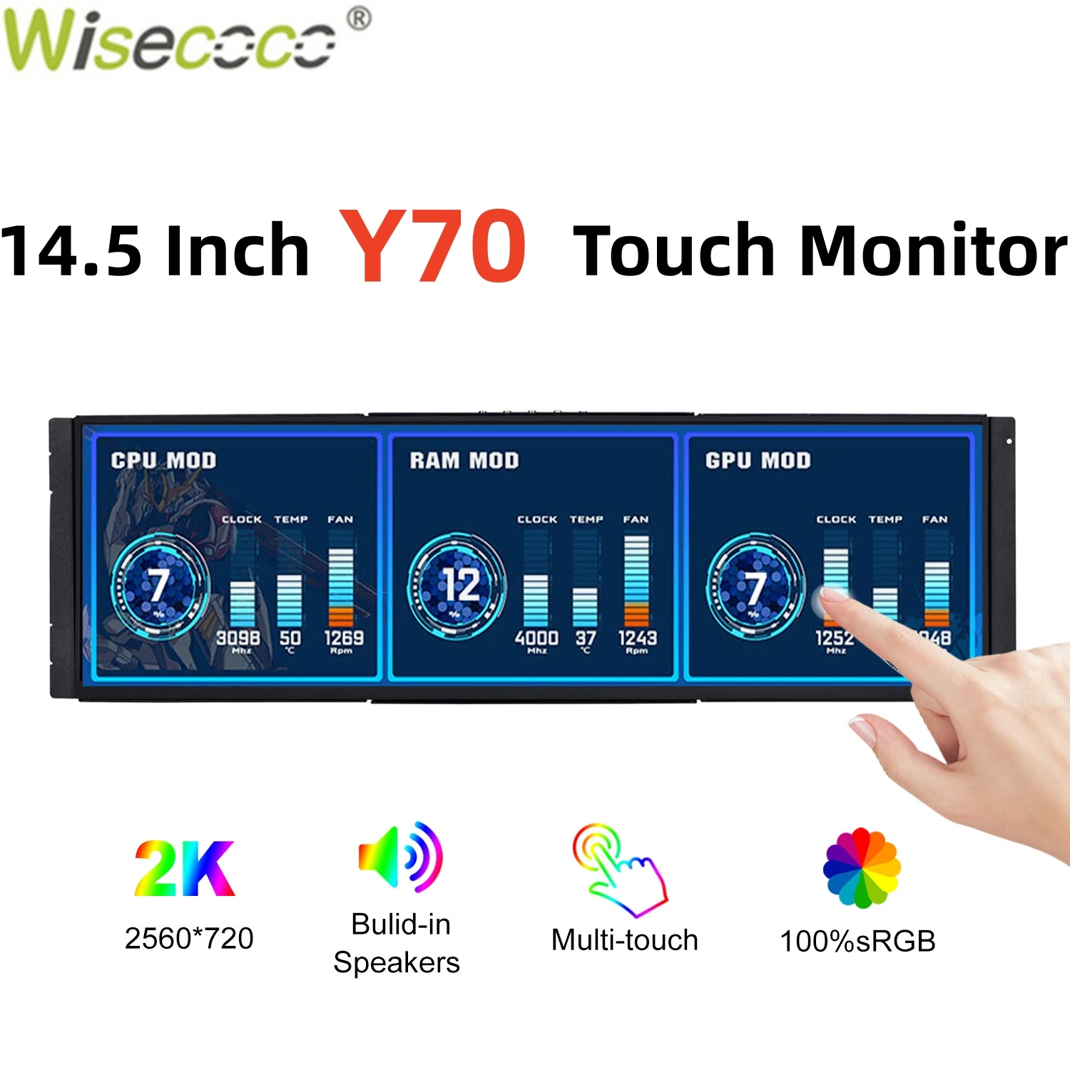 Wisecoco 12.6/14.5 Inch 2K IPS - Pc Gaming Y70 ulasan dan harga