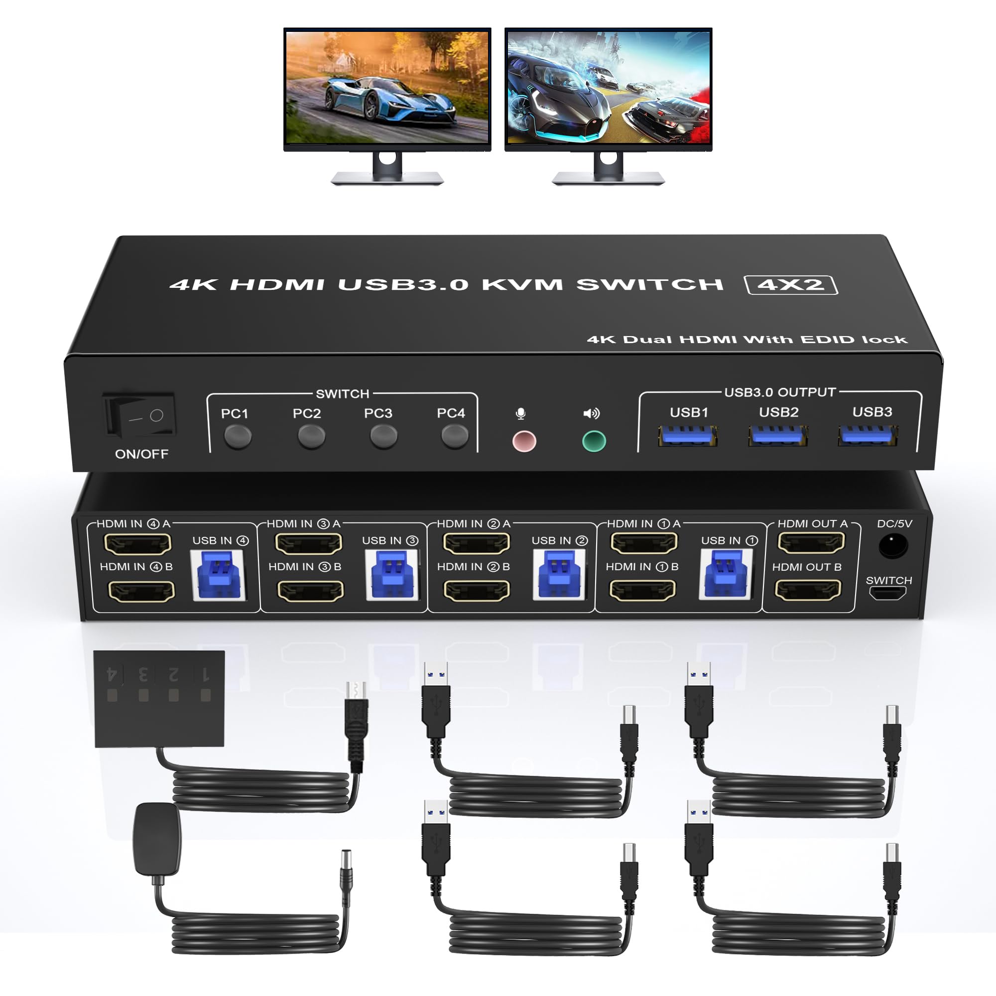 4K USB 3.0 KVM Switch HDMI Dua - Pc Gaming Emulator ulasan dan harga