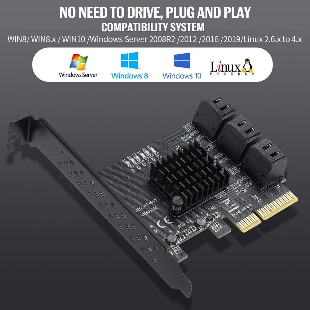 PCIe 4X 1X SATA Card 6 Ports,  - Pcie Riser Cable ulasan dan harga